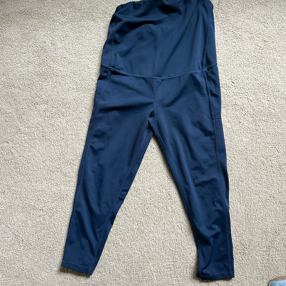 Senita Athletics Maternity Workout Leggings - M Blue